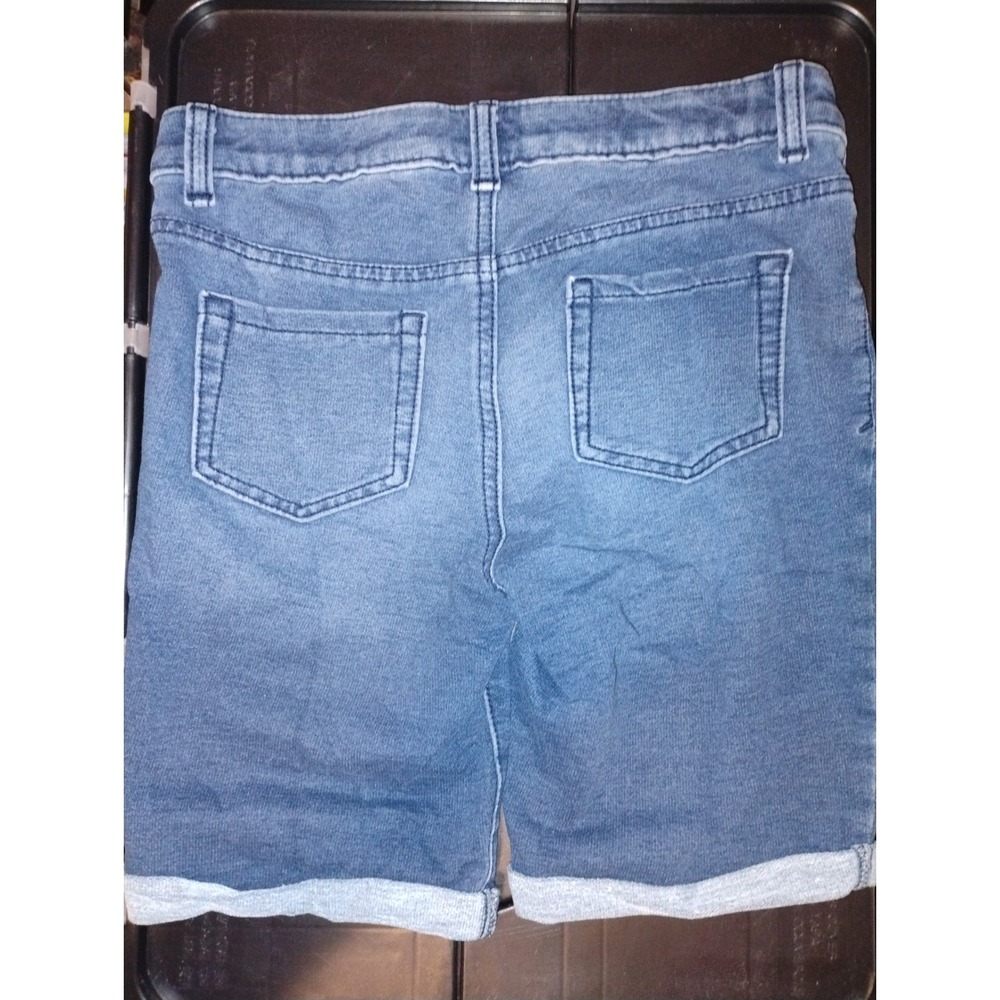 Kids Denim Shorts Cuffed Blue Jean Bermuda Style Roll Up Hem Size 10 - Picture 3 of 5